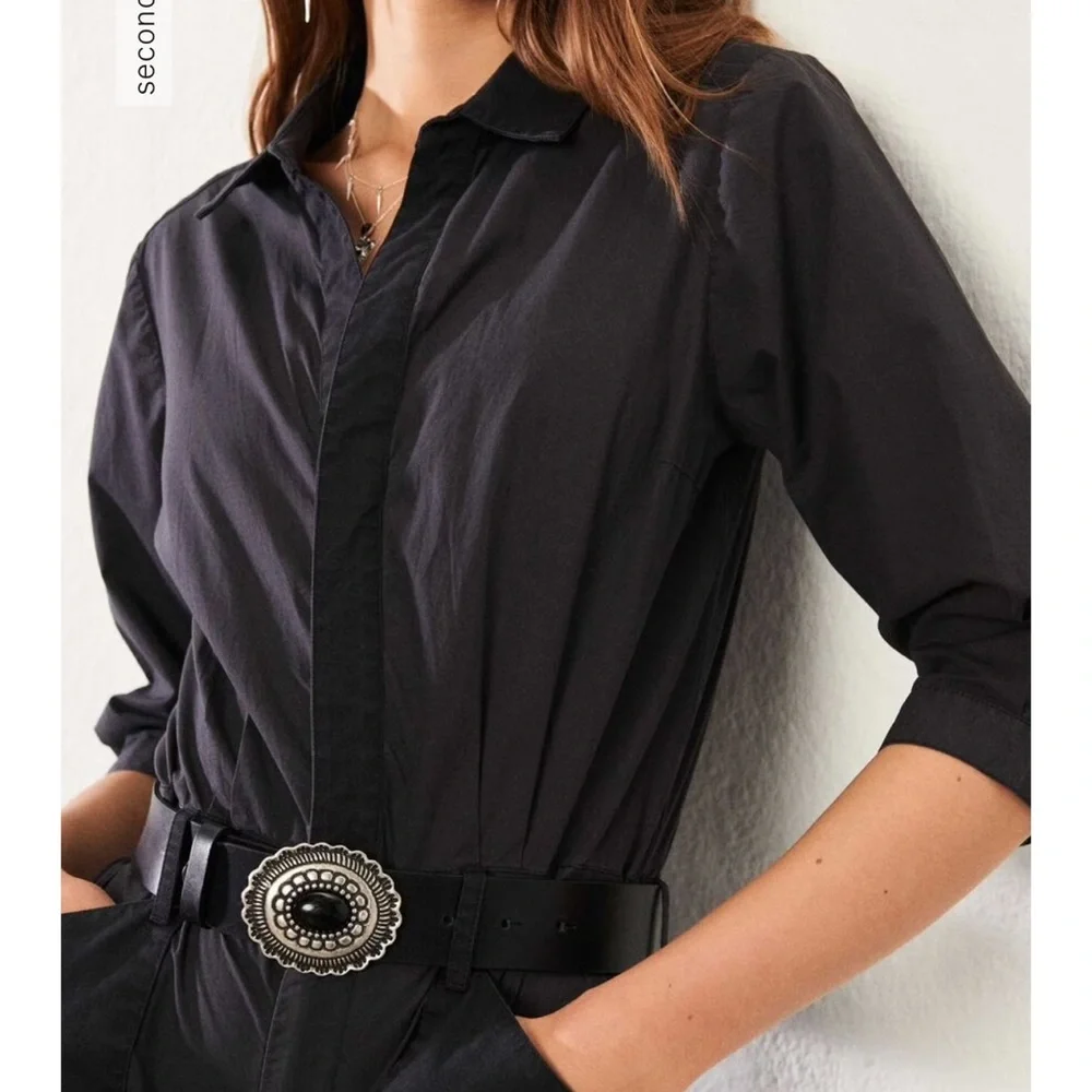 ba&sh • Kalista Black Jumpsuit Coveralls Romper • Dark Grey Faded Black • XS / 0 - Picture 2 of 16